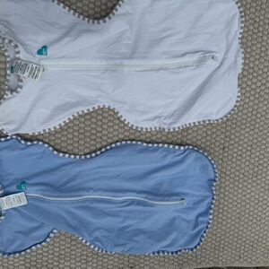 Love to Dream White and Blue Diaper Swaddle